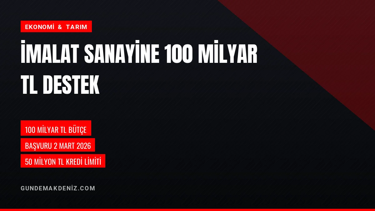 İmalat sanayi işletmelerine 100 milyar liralık destek verilecek