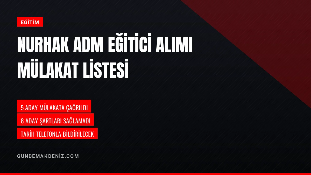 Nurhak Aile Destek Merkezi Eğitici Alımı Mülakat Listesi Belli Oldu