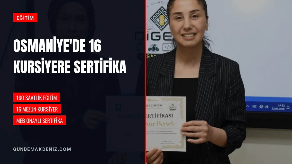 Osmaniye Belediyesi 16 kursiyere bilgisayar sertifikası teslim etti