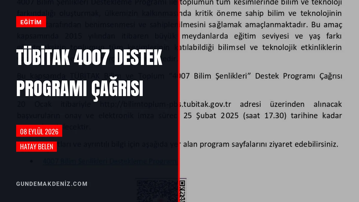 Hatay Belen Belediyesi TÜBİTAK 4007 destek programı çağrısı yaptı