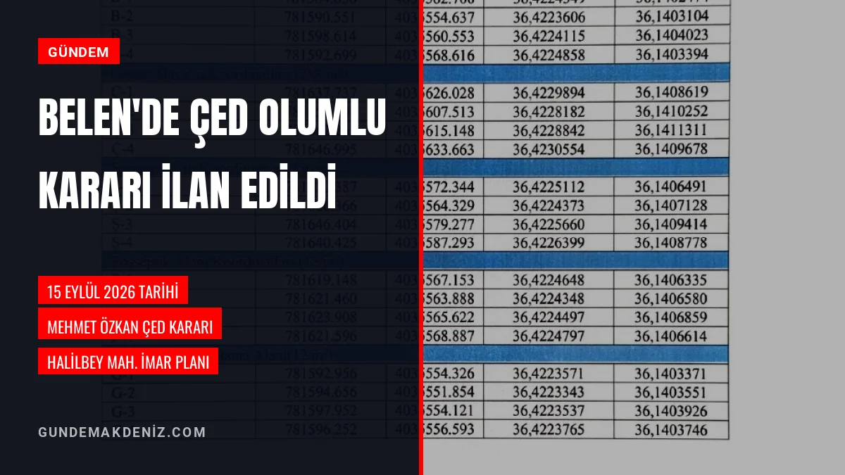 Hatay Belen İlçesinde ÇED Olumlu Kararı ve İmar Planı İlan Edildi