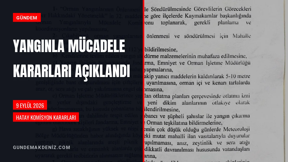 Hatay Orman Yangınlarıyla Mücadele Komisyon Kararları Açıklandı