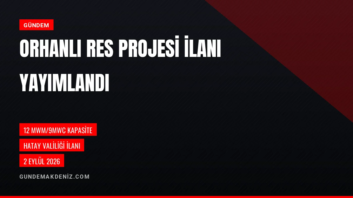 Hatay'da Orhanlı Rüzgar Enerji Santrali Projesi İlanı Yayımlandı