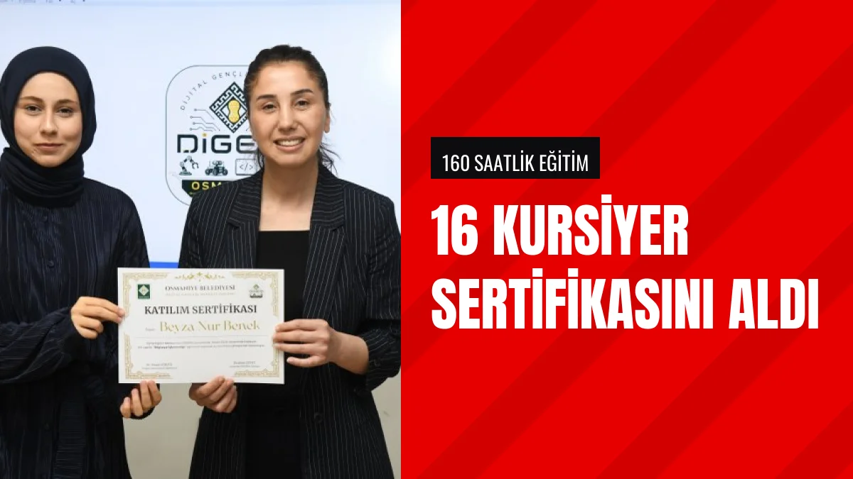 Osmaniyede Bilgisayar Kursunu Bitiren 16 Kursiyere Sertifika Verildi