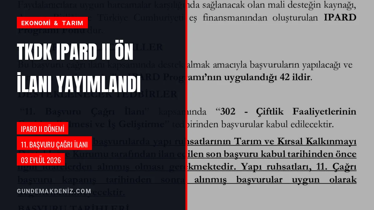Tarım ve Kırsal Kalkınmayı Destekleme Kurumu IPARD II İlanı Yayımladı