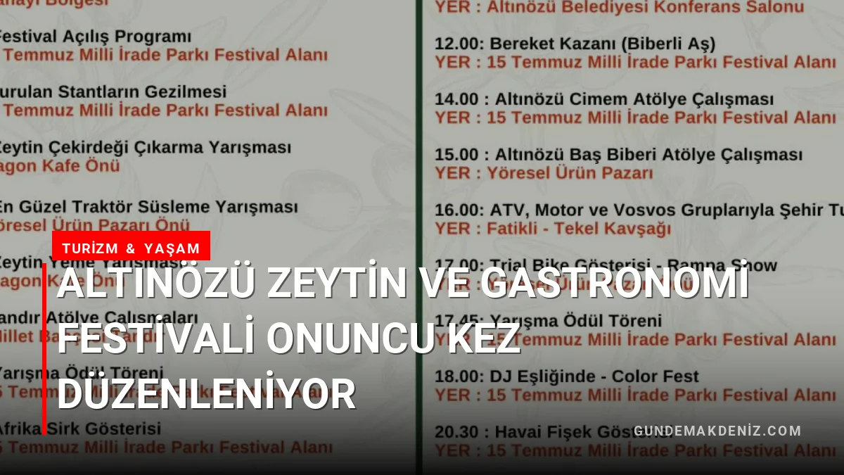 Altınözü Zeytin ve Gastronomi Festivali Onuncu Kez Düzenleniyor