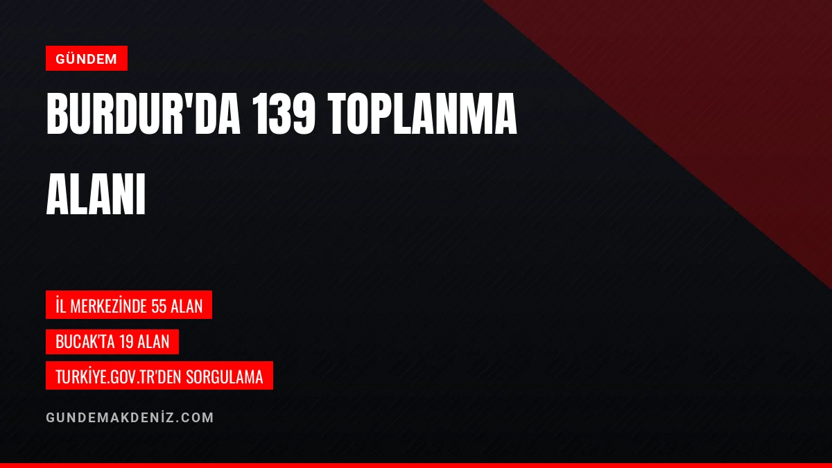 Burdur'da 139 Afet Toplanma Alanı Belirlendi turkiye.gov.tr'de