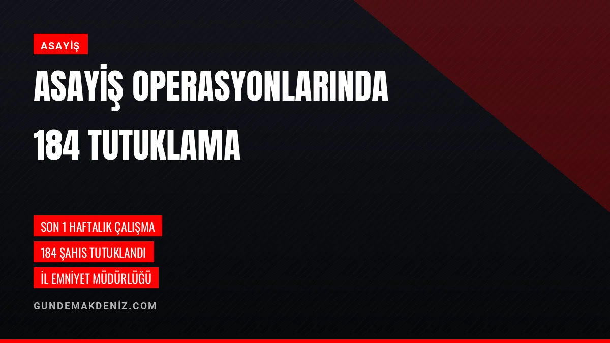Emniyetin Son Bir Haftalık Operasyonlarında 184 Kişi Tutuklandı