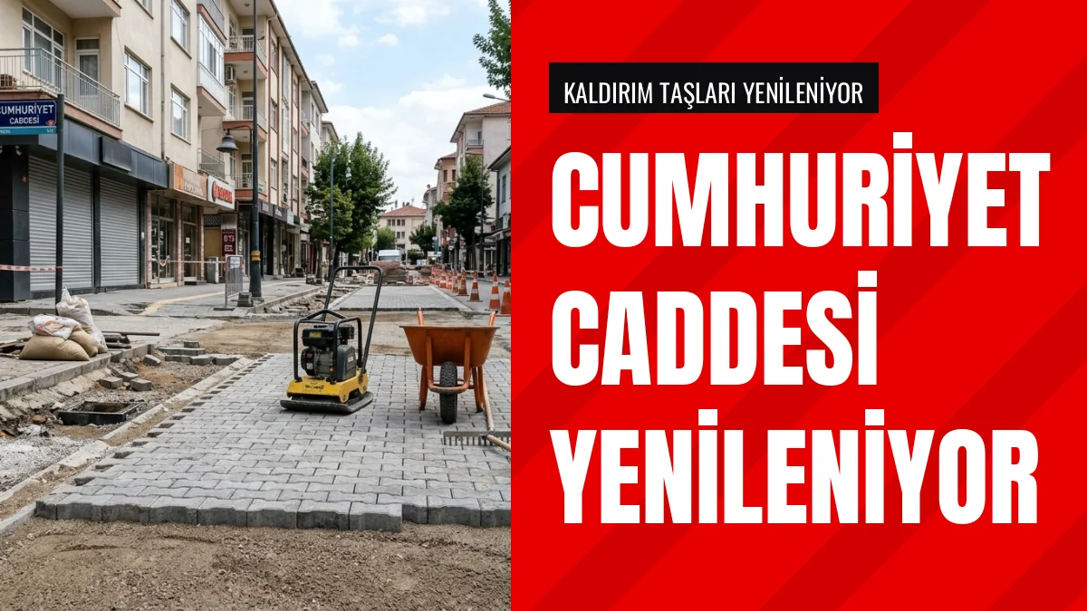 Isparta Belediyesi Cumhuriyet Caddesi'nde kaldırımları yeniliyor